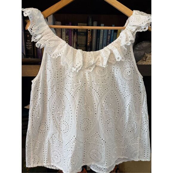 Sézane Rosa Eyelet Top Blouse In Ecru White Size Small - Picture 6 of 7